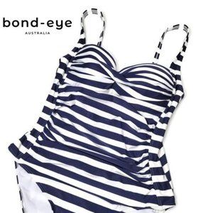 Bond-eye Australia rouched nautical striped navy and white size 10 US swim suit.
